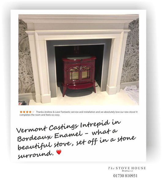 Vermont Castings Intrepid Woodburner in Bordeaux Enamel