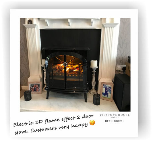 Realistic 3D flame effect electric stove installation