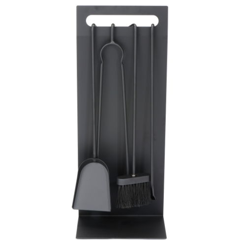 4-Piece Fireplace Companion Set Black 61 cm. Elegant fireplace companion set in black finish with an eye-catching look at The Stove House Ltd. West Sussex.