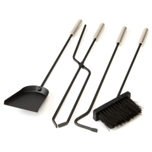 5-Piece Fireplace Companion Set Stainless Steel Handle 56 cm. Elegant fireplace companion set in black with an eye-catching look at The Stove House Ltd. West Sussex.