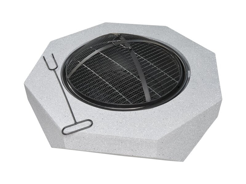 Field & Flame Rhoda Wood Burning BBQ Fire Pit in Concrete Grey - The Stove House