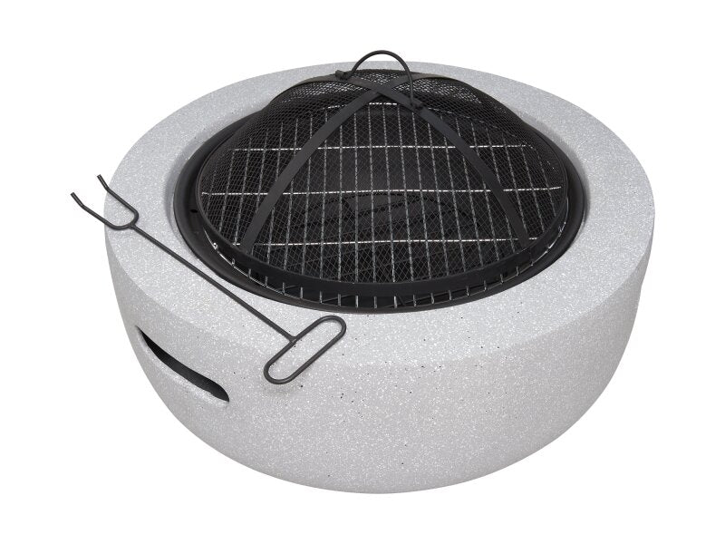 Field & Flame Dahlia Wood Burning BBQ Fire Pit in Concrete Grey