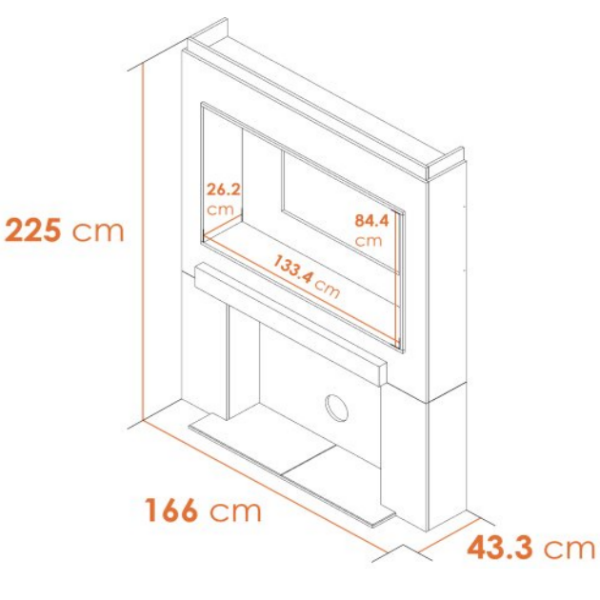 Acantha Pre-Built Stove Media Wall 2 with TV Recess & OKO S3 Bioethanol Stove - Charcoal Grey at The Stove House Ltd. West Sussex.