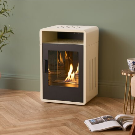 Bellini - Bioethanol Modern Stove burning bio ethanol eco fuel, which means it doesn't need a chimney. Available at The Stove House Ltd. West Sussex.