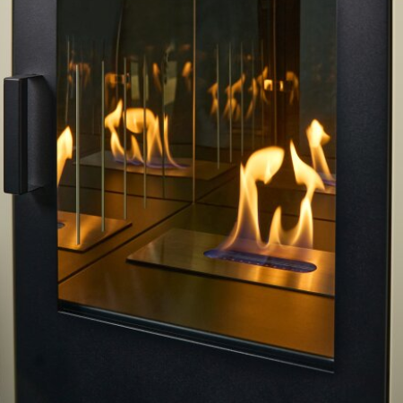 Bellini - Bioethanol Modern Stove burning bio ethanol eco fuel, which means it doesn't need a chimney. Available at The Stove House Ltd. West Sussex.