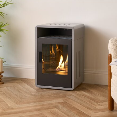 Bellini - Bioethanol Modern Stove burning bio ethanol eco fuel, which means it doesn't need a chimney. Available at The Stove House Ltd. West Sussex.