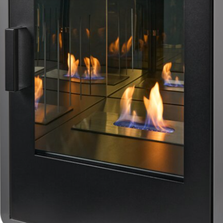 Bellini - Bioethanol Modern Stove burning bio ethanol eco fuel, which means it doesn't need a chimney. Available at The Stove House Ltd. West Sussex.