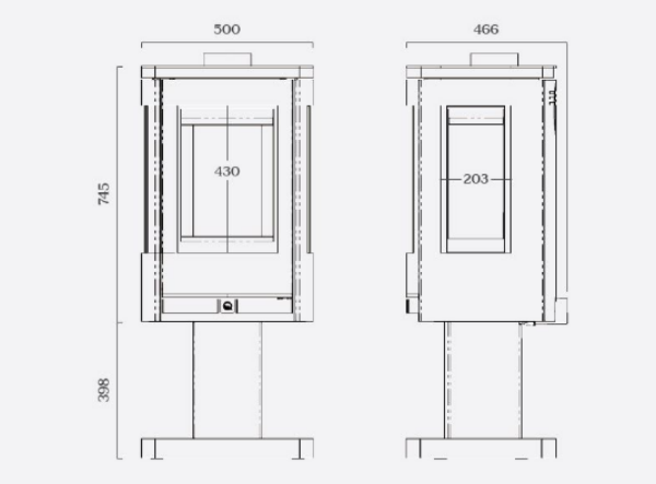 Capital Fireplaces Athena Pedestal Eco Wood Stove. ECO 2022 DEFRA Approved wood stove features a striking pedestal base and three expansive glass viewing windows, at The Stove House Ltd. West Sussex.