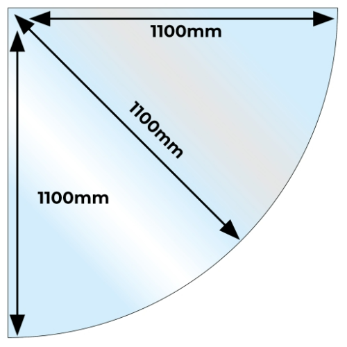 Clear Quadrant Glass Hearth - 1100 mm x 1100 mm x 12 mm. Constructed in tempered clear glass for wood and bioethanol stoves at The Stove House Ltd. West Sussex