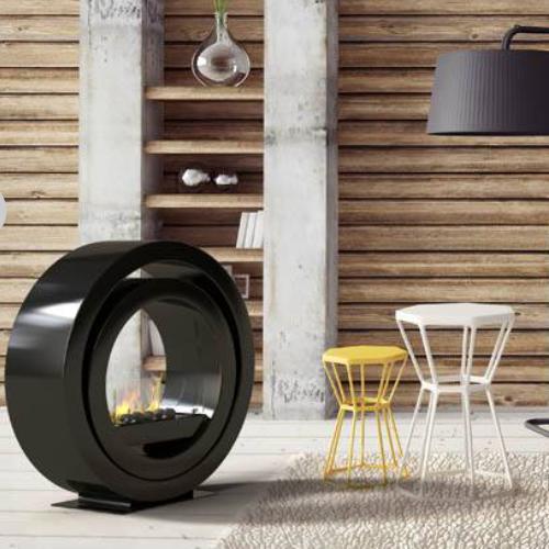 Imagin Fires Globus Black Bioethanol Fire. A Freestanding bioethanol fire with a gorgeous contemporary circular design and no flue required at The Stove House Ltd. West Sussex.