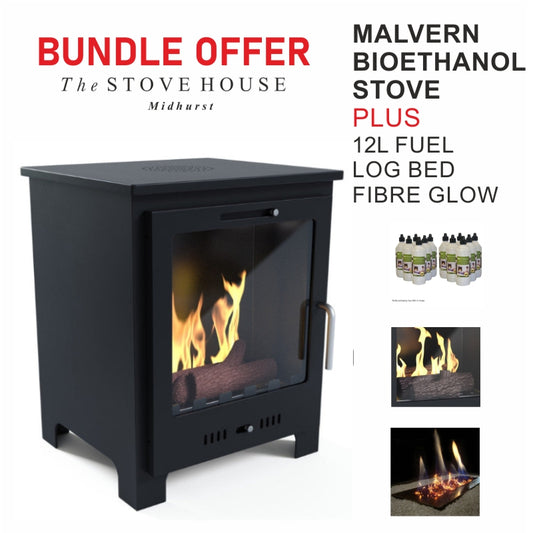 Imagin Malvern Bioethanol Stove Medium black traditional woodburner style - The Stove House