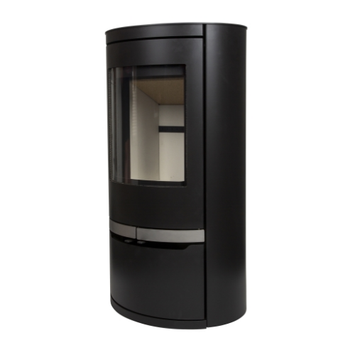 Mi-Fires Ovale LD-Low Door Wood Stove. 5kW - ECODesign 2022 Wood Burning Stove. 82.9% Efficiency, A+ Energy Rating, Smoke Control Area Exempt at The Stove House Ltd. West Sussex.