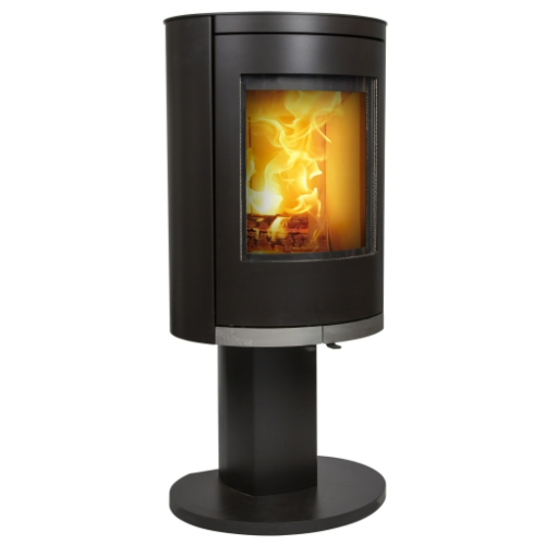 Mi-Fires Ovale P - Tall on Pedestal Wood Stove. 5kW - ECODesign 2022 Wood Burning Stove. 82.9% Efficiency, A+ Energy Rating, Smoke Control Area Exempt at The Stove House Ltd. West Sussex.