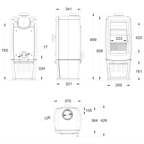 Mi-Fires Tall FirePod 5kW Cast Iron Wood Stove. ECO Design 2022, Smoke Control Area Exempt, 75.8% Efficient, A Energy Rating at The Stove House Ltd. West Sussex.
