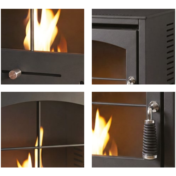 OKO S2 Freestanding Bioethanol Stove with Legs in Charcoal grey. Requires no flue/chimney at the Stove House Ltd. West Sussex.