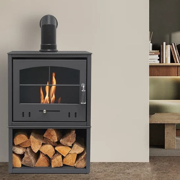 S4 BIOETHANOL STOVE WITH LOG STORE - The Stove House Ltd 01730810931