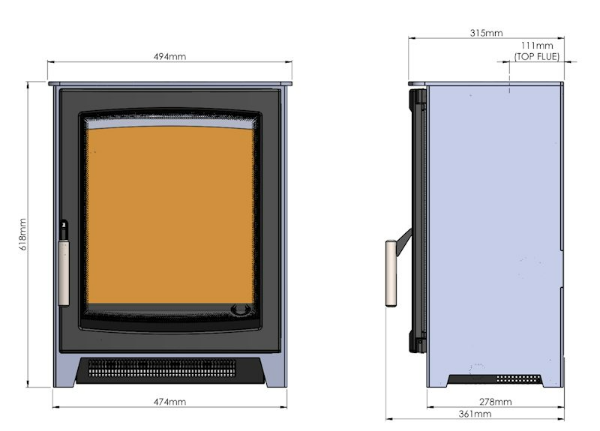 Parkray Aspect 5 Electric - Pure Flame LCD stove at The Stove House Ltd. West Sussex.