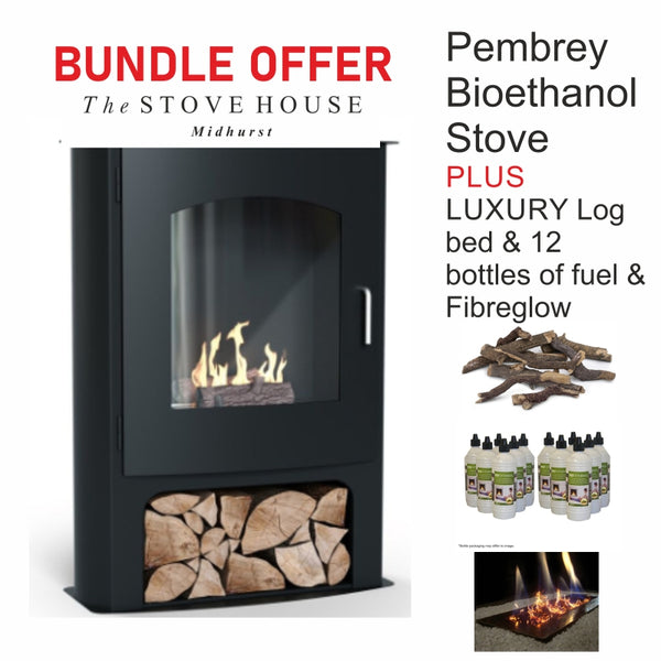 Imagin Pembrey Bioethanol Modern Stove fire Bundle Sale Offer with accessories / No Flue - The Stove House