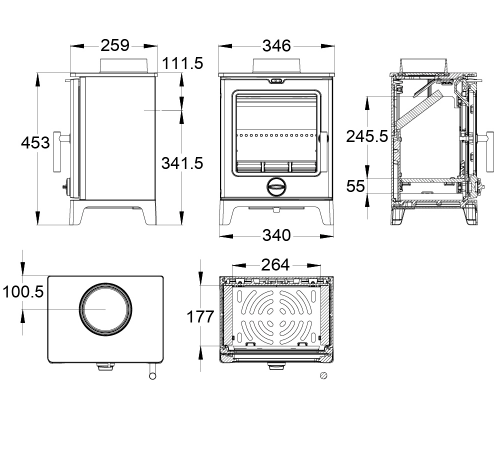 Mi-Fires Derwent Small 4kW Multi Fuel Stove.  ECODesign 2022, Smoke Control Area Exempt & 79.2% efficient at The Stove House Ltd. West Susse