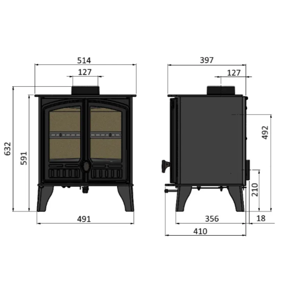 Hunter Herald 4 Eco - Double Door - The Stove House Ltd