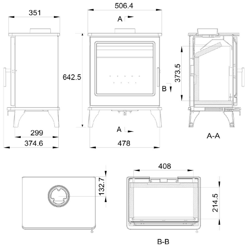 Mi-Fires Large Washington 5kW Wood Stove.  ECODesign 2022, Smoke Control Area Exempt, 80.4% Efficient, A+ Energy Rating at The Stove House Ltd. West Sussex