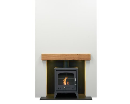 Acantha Pre-Built Media Wall 1 with OKO S2 Bioethanol Stove - Charcoal Grey. OKO S1, OKO S2, OKO S3, OKO S4, OKO S5 at The Stove House Ltd.