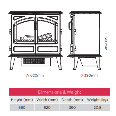 Dimplex Fortrose Optimyst Electric Stove. Contemporary graphite design with a concealed 2kW heater. LED lighting effect, openable doors, remote control, and thermostat at The Stove House Ltd. West Sussex