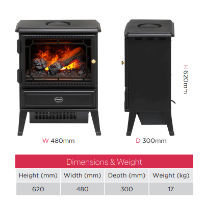 Dimplex Gosford Optimyst Electric Stove. Contemporary design with a concealed 2kW heater. LED lighting effect, openable door, remote control, and thermostat at The Stove House Ltd. West Sussex