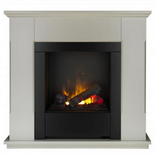 Dimplex Burnham Optimyst Electric Fireplace Suite with a unique Dimplex Optimyst effect in a beautifully finished white surround with thermostat at The Stove House Ltd. West Sussex.