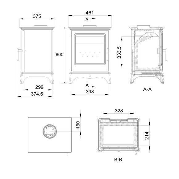 MI-Fire Medium Chatsworth 5kW Wood Stove.  ECODesign 2022, Smoke Control Area Exempt, 85.1% Efficient, A+ Energy Rating at The Stove House Ltd. West Sussex.