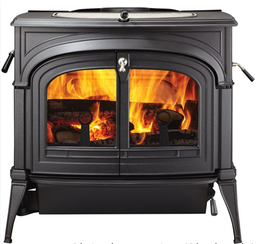Vermont Castings Encore Two-In-One Wood Stove Plain Doors - Classic Black at The Stove House Ltd. West Sussex.