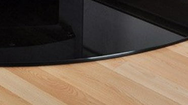 Quadrant Black corner Glass Hearth from The Stove House your local stove fireplace shop 01730 810931