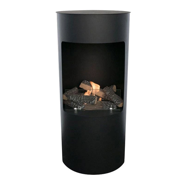 ScandiFlames Montgomery black half glass open fronted free standing bioethanol stove fire from your local bio ethanol fireplace showroom, The Stove House 01730 810931