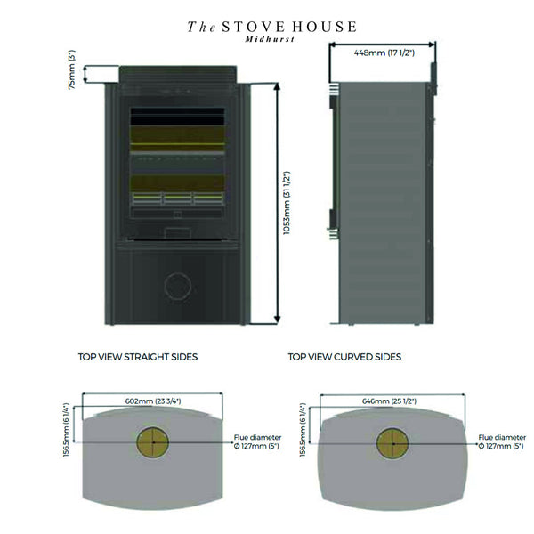 Hunter Di Lusso Euro R5 Woodburner 13kW Modern Defra Contemporary Stove –  The Stove House
