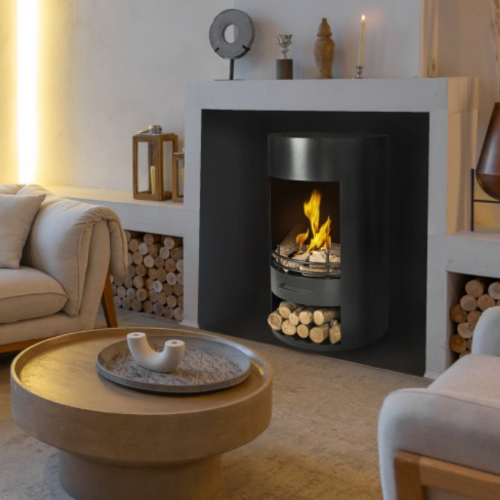Black Matt Finish Luna Bioethanol Stove - The Stove House 01730 810931