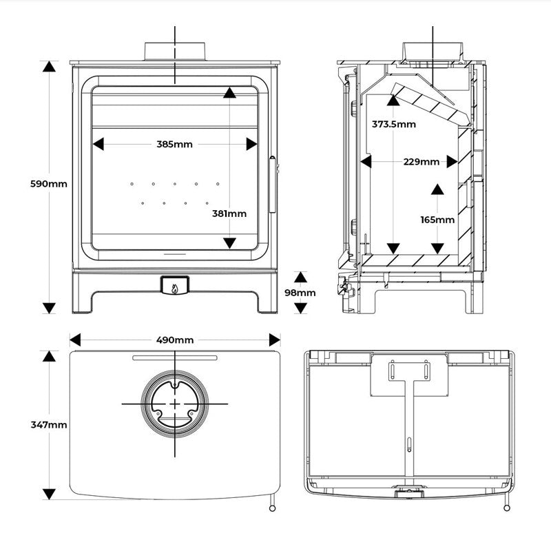 Mi-Fires Large FireCracker 5kW Wood Stove. ECODesign 2022, Smoke Control Area Exempt, 80.4% Efficient, A+ Energy Rating at The Stove House Ltd. West Sussex