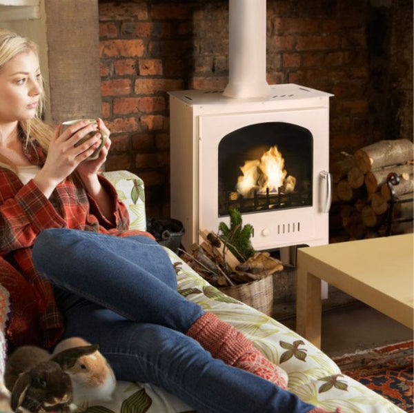 Cream Bio ethanol Fire No Flue Woodburning Effect Bioethanol Stove – The  Stove House