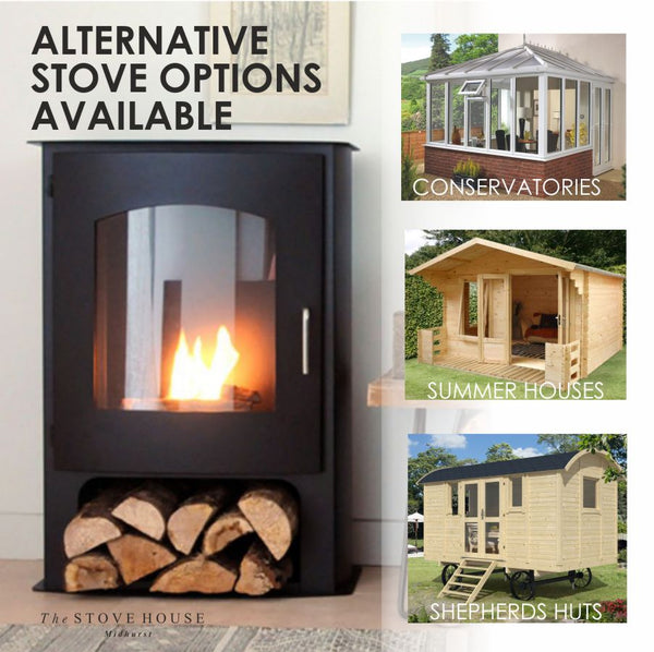 Black Stow Bioethanol Open Modern Stove - No Flue Required - The Stove House