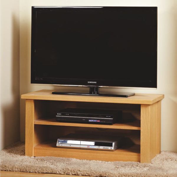 Bespoke Prime Oak TV Unit with shelves - The Stove House