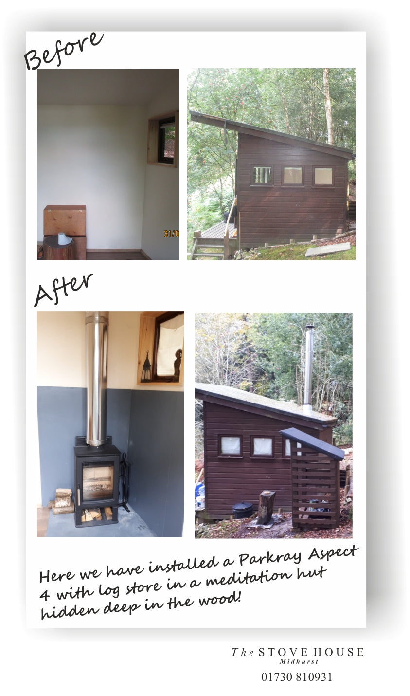 Parkray Aspect 4 Woodburning Stove With log store Supplied and installed by The Stove House, between Chichester and Haslemere. 01730 810931