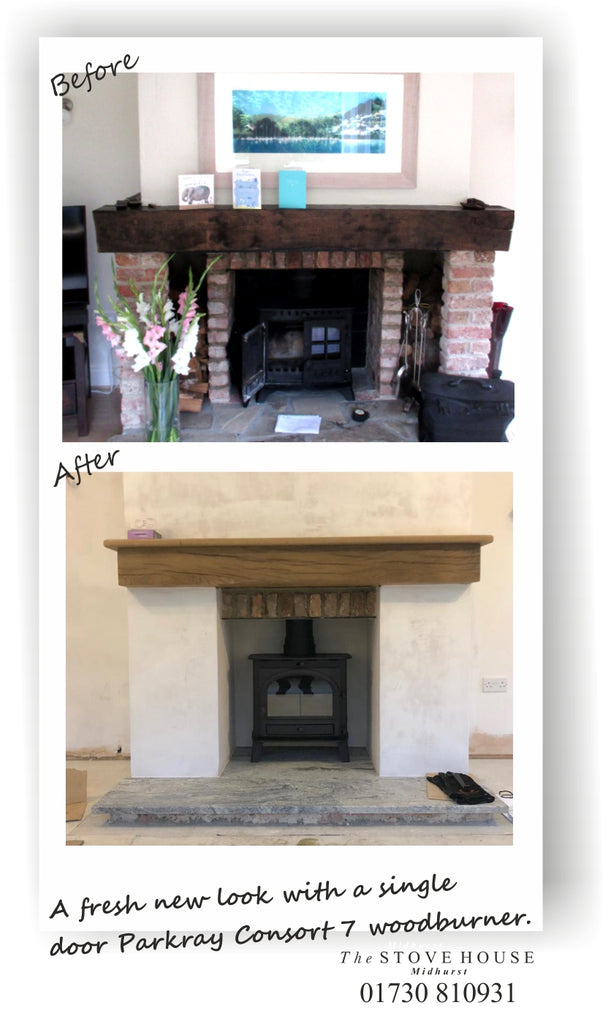 Parkray Consort 7 Woodburning Stove, Before & After Installation Pictures