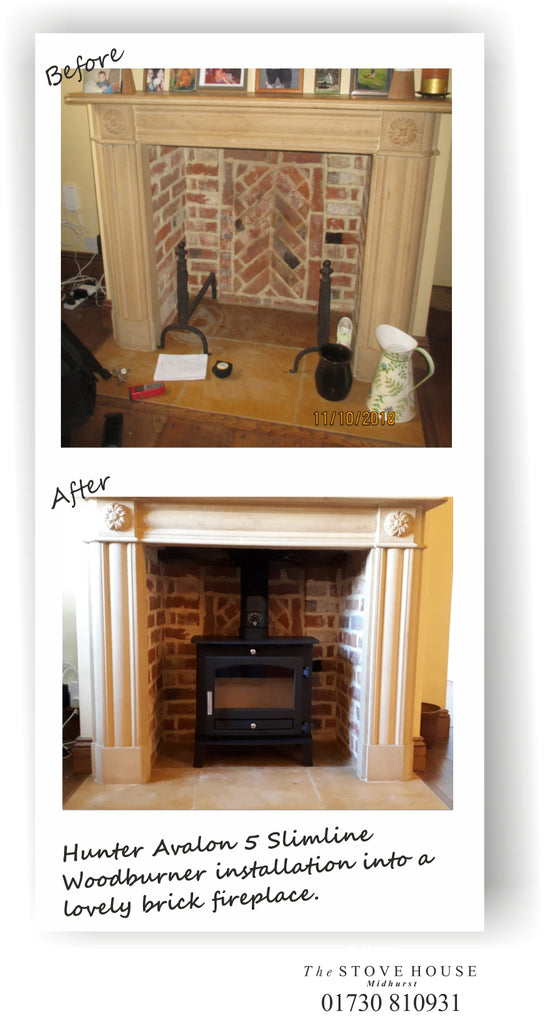 Hunter Avalon 5 Slimline Stove Supplied and installed by The Stove House, between Chichester and Haslemere. 01730 810931