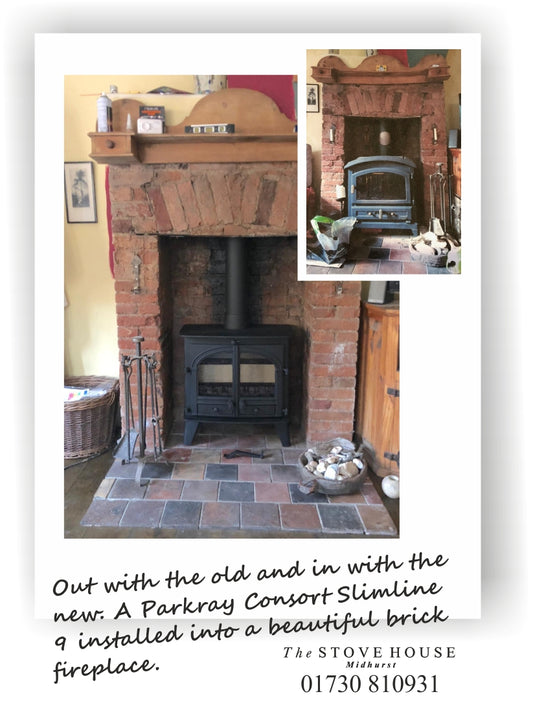 Parkray Consort 9 Slimline 2 Door Multifuel Stove Supplied and installed by The Stove House, between Chichester and Haslemere. 01730 810931