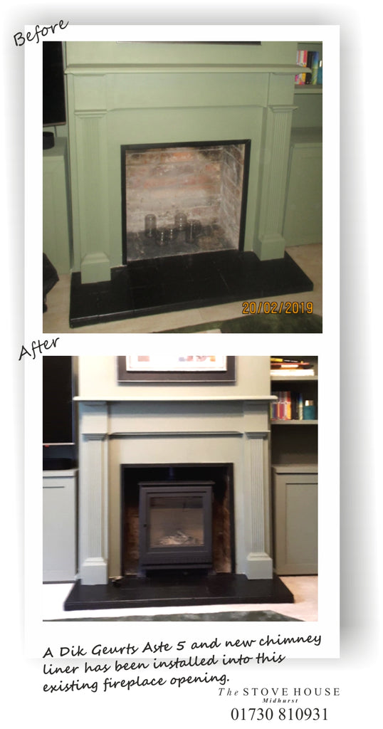 Another Dik Geurts Aste 5 Low wood burning stove installation - what a transformation!