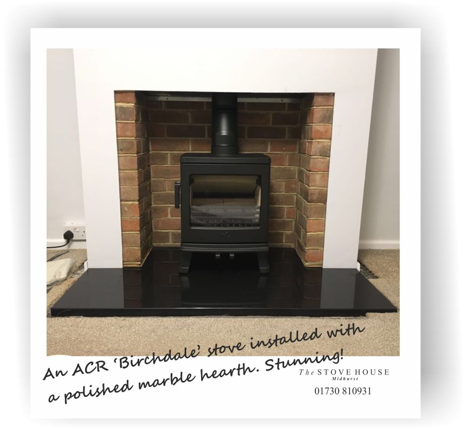Installation of an ACR Birchdale with marble hearth.