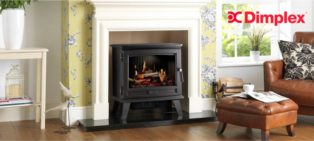 DIMPLEX electric stoves fires and suits with coal log and pebble ...