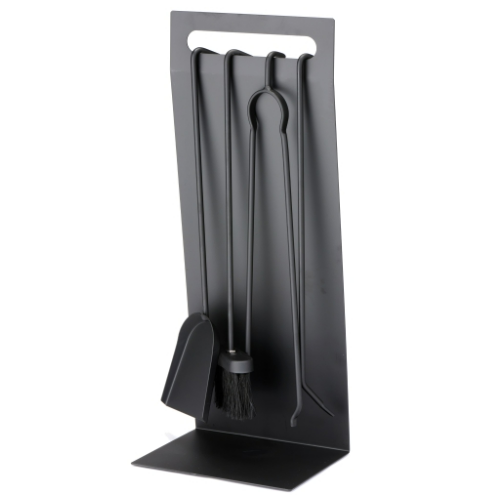 4-Piece Fireplace Companion Set Black 61 cm.  Elegant fireplace companion set in black finish with an eye-catching look at The Stove House Ltd. West Sussex.