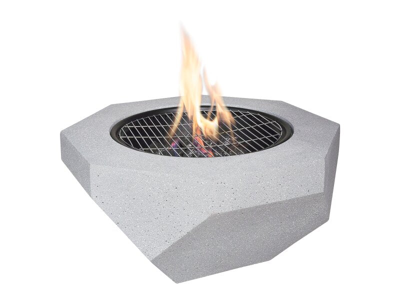 Field & Flame Rhoda Wood Burning BBQ Fire Pit in Concrete Grey - The Stove House