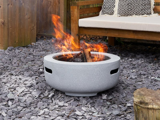 Field & Flame Dahlia Wood Burning BBQ Fire Pit in Concrete Grey