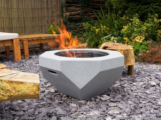 Field & Flame Rhoda Wood Burning BBQ Fire Pit in Concrete Grey - The Stove House